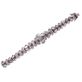 Antique Silver Pink Sapphire Moonstone Bracelet