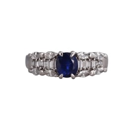 Platinum Sapphire Diamond Ring