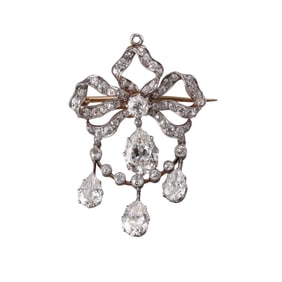 Antique 4.50ctw Diamond Gold Platinum Brooch Pendant