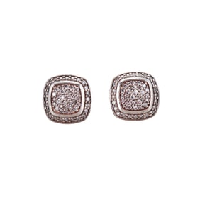 David Yurman Sterling Silver Diamond Stud Earrings
