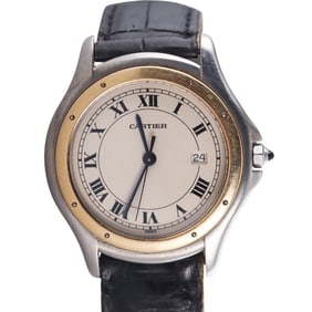 Cartier Cougar Stainless Steel 18k Gold Quartz Watch 187904 C