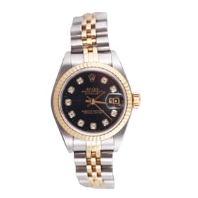 Rolex Datejust 26mm Stainless Steel 18k Gold Diamond Watch 79173