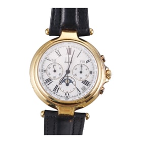 Alfred Dunhill 18k Gold Triple Date Moonphase Chronograph Watch 10081 SQC