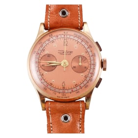 Vintage Charles Nicolet Tramelan 18k Gold Manual Chronograph Watch 1008