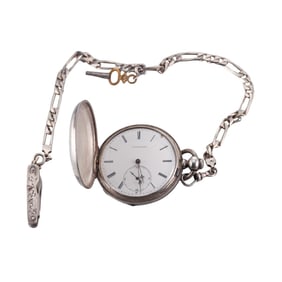 Jules Huguenin Silver Key Wound Hunter Case Pocket Watch