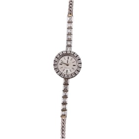 Vintage Omega 18k White Gold Diamond Ladies Watch