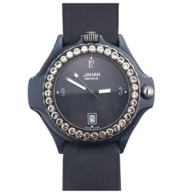 Jahan Geneve Aluminum Colored Diamond Quartz Compass Watch