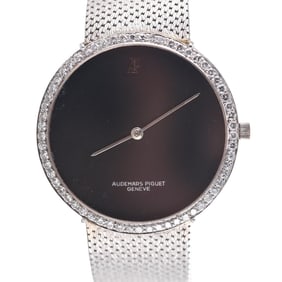 Vintage Audemars Piguet 18k White Gold Diamond Manual Wind Watch
