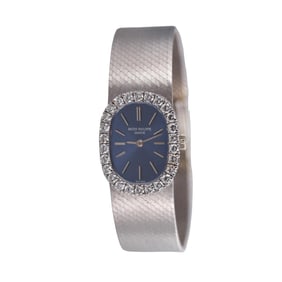 Vintage Patek Philippe Ellipse 18k White Gold Diamond Manual Wind Ladies Watch 3377/1