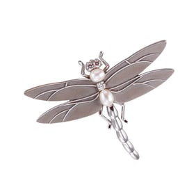 Tiffany & Co 18k Gold Diamond Pearl Dragonfly Brooch Pin