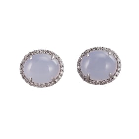 18k Gold Chalcedony Diamond Earrings