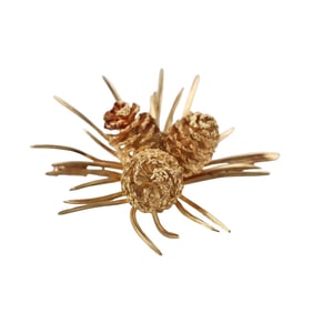 Hermes Vintage 18k Gold Pine Cones Brooch Pin
