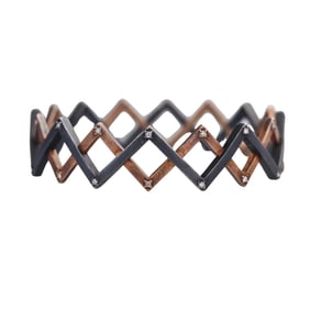 14k Rose Gold Silver Diamond Geometric Bangle Bracelet
