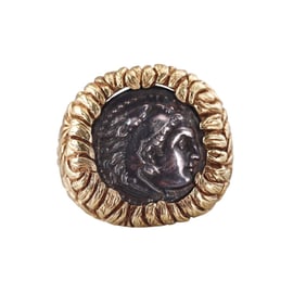 18k Gold Ancient Coin Ring