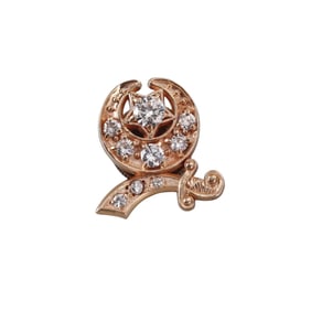 Antique 14k Gold Diamond Lapel Pin