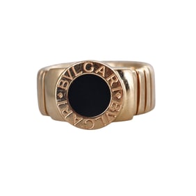Bvlgari Bulgari Tubogas 18k Gold Onyx Ring