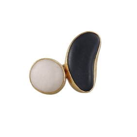 Samuel Shaw 22k 14k Gold Silver Jet Hardstone Ring