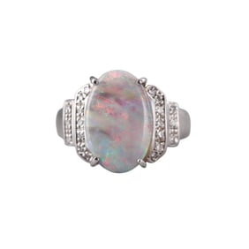 Platinum 4.87ct Opal Diamond Ring