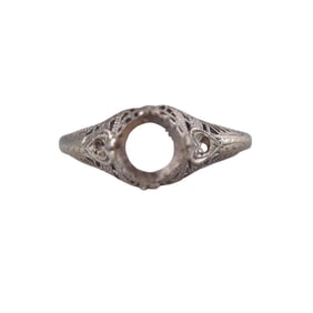Art Deco Filigree 14k Gold Engagement Ring Setting