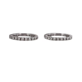 14k Gold Diamond Eternity Wedding Band Ring Set of 2