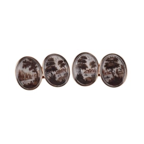 Antique Gold Sepia Miniature Cufflinks