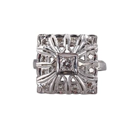 Mid Century 14k Gold Diamond Ring