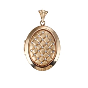 14k Gold Diamond Locket Pendant