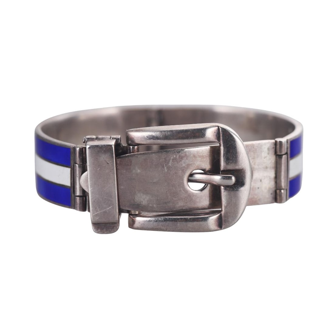 Gucci Vintage Sterling Silver Enamel Buckle Bangle Bracelet (1 of 6)