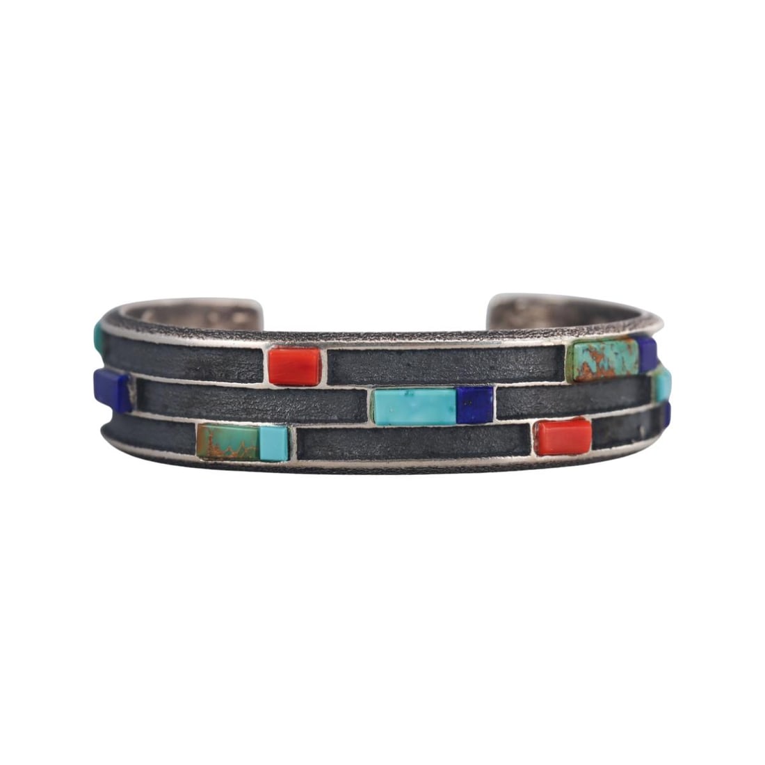 Hopi Wikviya Native American Sterling Silver Gemstone Cuff Bracelet (1 of 5)