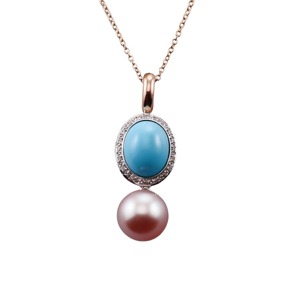 Mimi Milano Leela Turquoise Diamond Pearl Gold Pendant Necklace (1 of 5)
