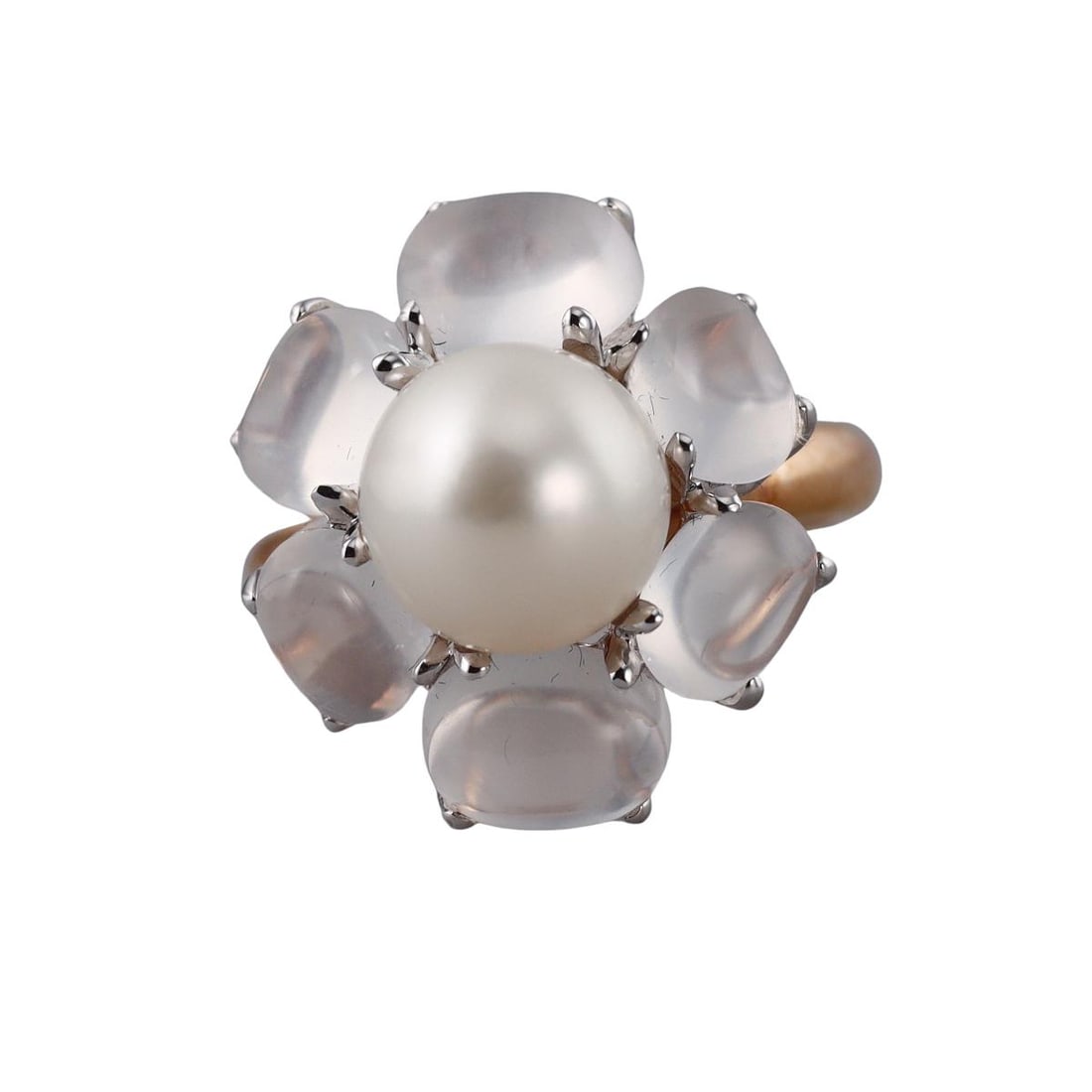 Mimi Milano Leela Pearl Crystal Gold Flower Ring (1 of 5)