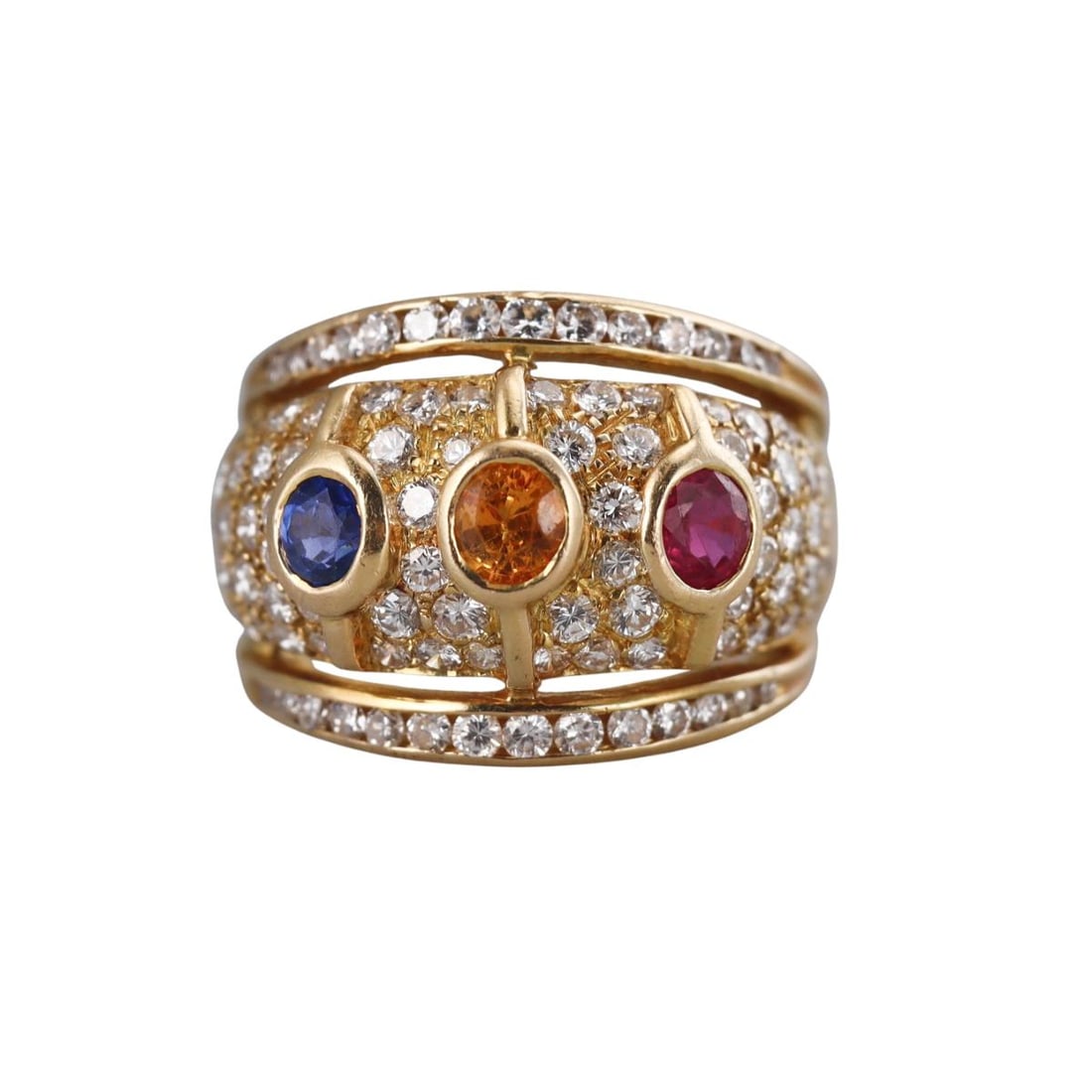 18k Gold Diamond Multi Color Sapphire Ring (1 of 4)