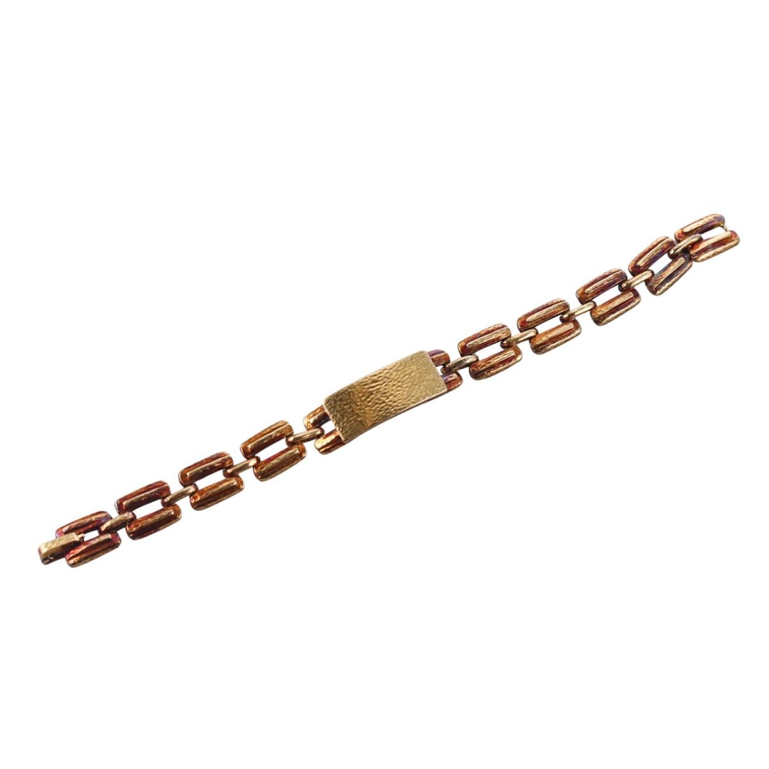 David Webb 18k Gold Hammered Tag Link Bracelet (1 of 6)