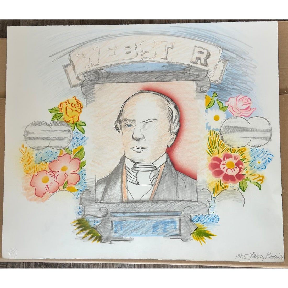 Larry Rivers "Webster", 1979: Artist : Larry Rivers Dimensions : approx. 26" L x 30 1/4" W Media : Edition 10/75. Mixed media, Lithograph with hand-coloring on paper.