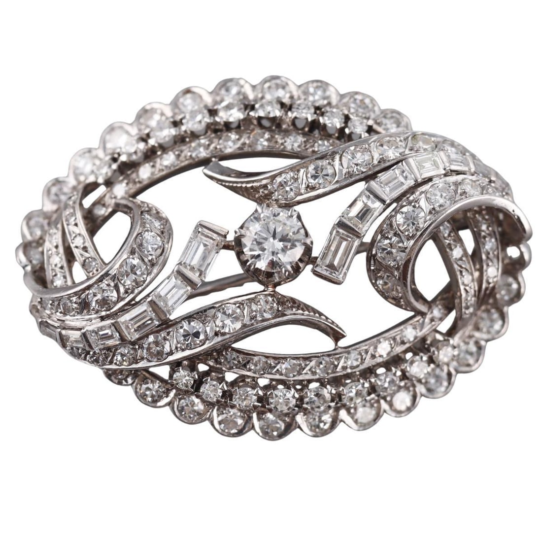 Mid Century 3.40ctw Diamond 18k Gold Brooch (1 of 5)