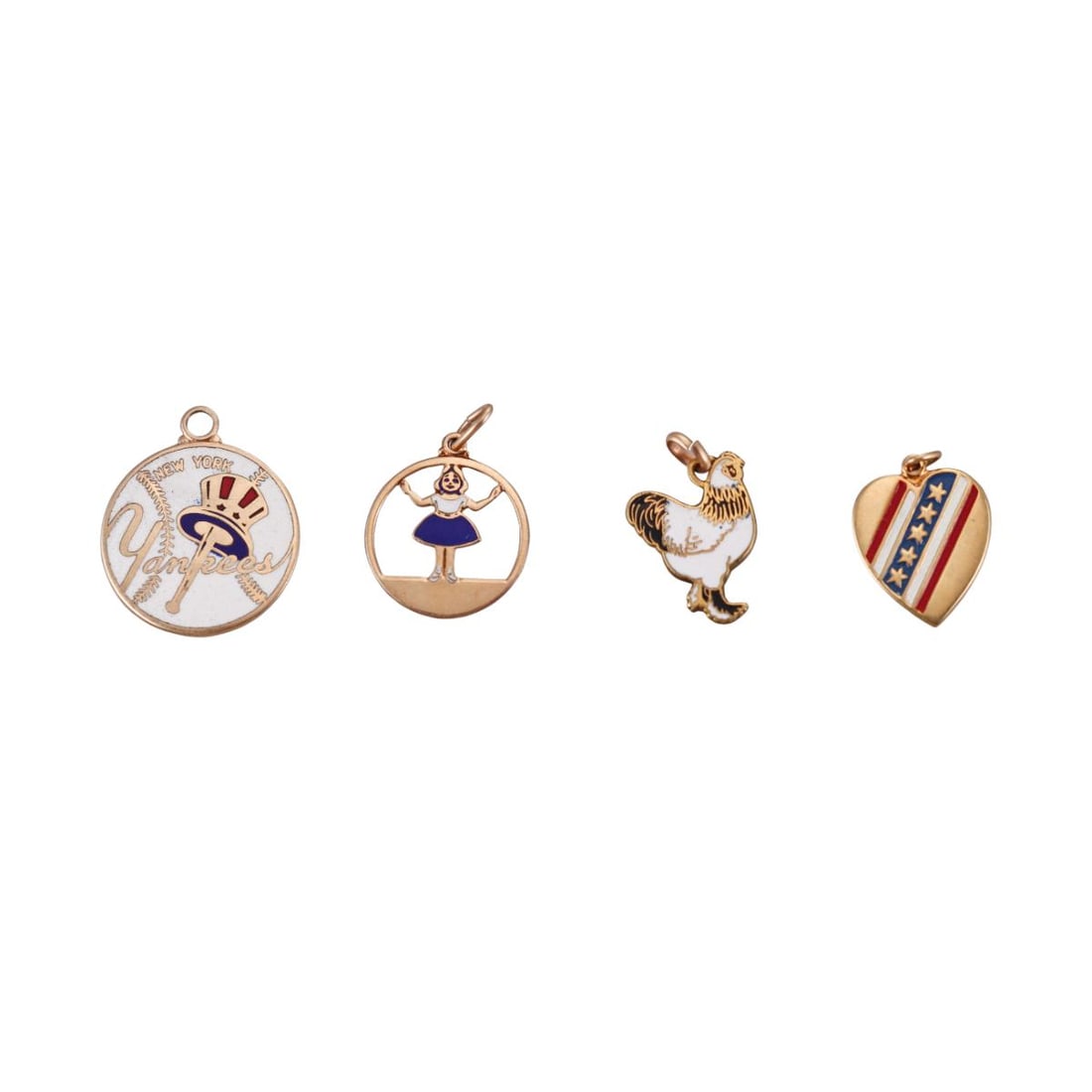 Vintage 14k Gold Enamel Charm Pendant Lot of 4 (1 of 2)
