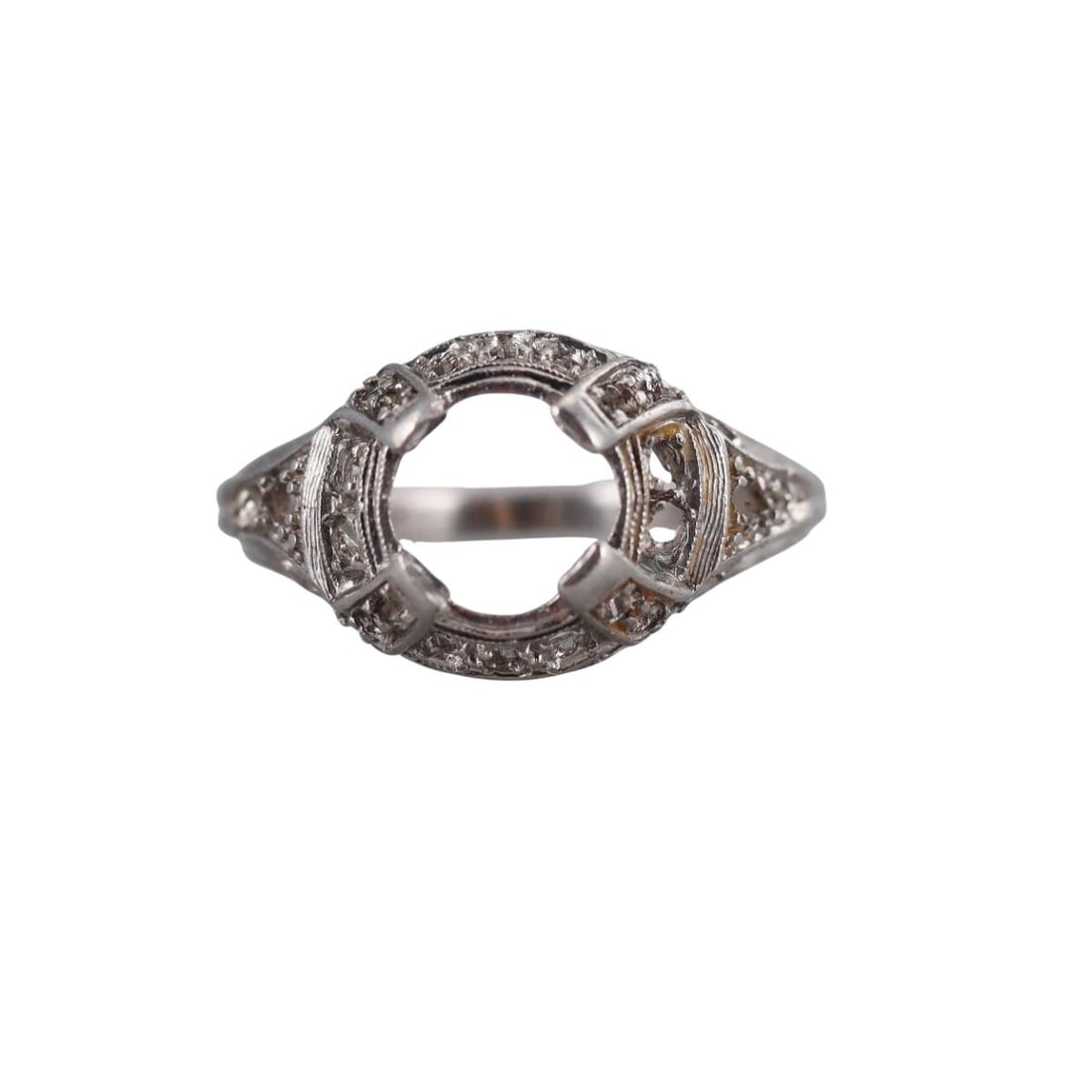 Art Deco Platinum Engagement Ring Setting (1 of 3)