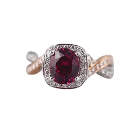Hakman 18k Gold 4.50ct Garnet Diamond Ring