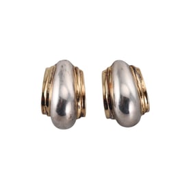 Tiffany & Co Paloma Picasso 18k Gold Silver Half Hoop Earrings