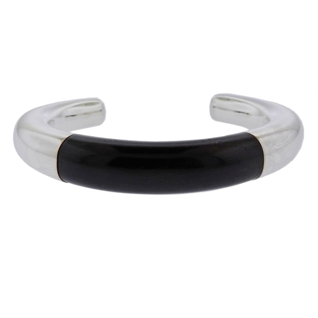 Georg Jensen Aura Sterling Silver Ebony Cuff Bracelet (1 of 5)