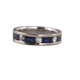 14k Gold Diamond Sapphire Band Ring