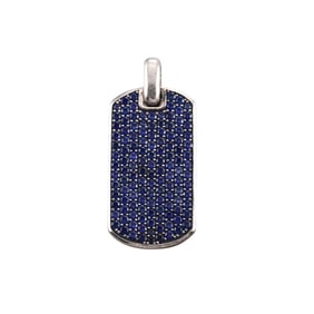 David Yurman Chevron Sapphire Sterling Silver Tag Pendant