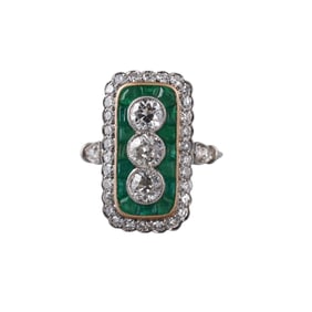 Platinum 2.19ctw Diamond Emerald Ring