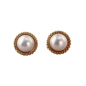 Mikimoto Vintage 18k Gold Pearl Earrings
