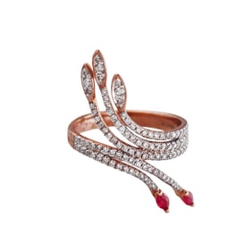 Kallati Rose Gold Diamond Ruby Bypass Ring