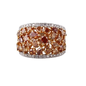 14k Gold Multi Color Fancy Diamond Half Band Ring