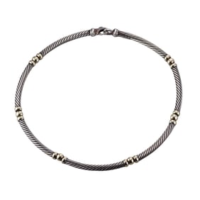 David Yurman 14k Gold Silver Cable Collar Necklace