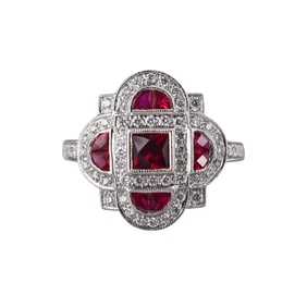18k Gold Diamond Ruby Ring