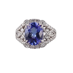 4.01ct Tanzanite Diamond Gold Cocktail Ring