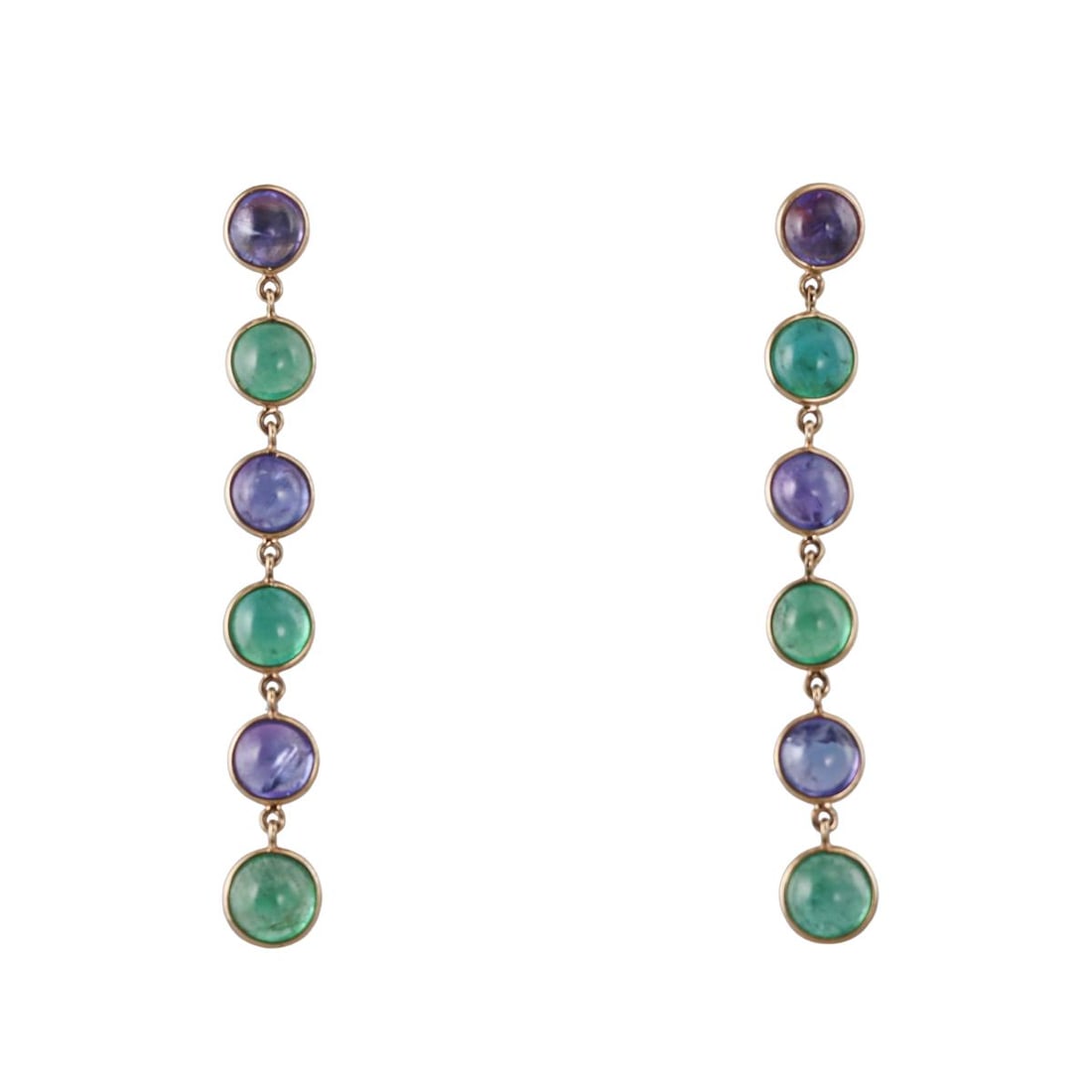 18k Gold Tanzanite Emerald Drop Earrings (1 of 3)
